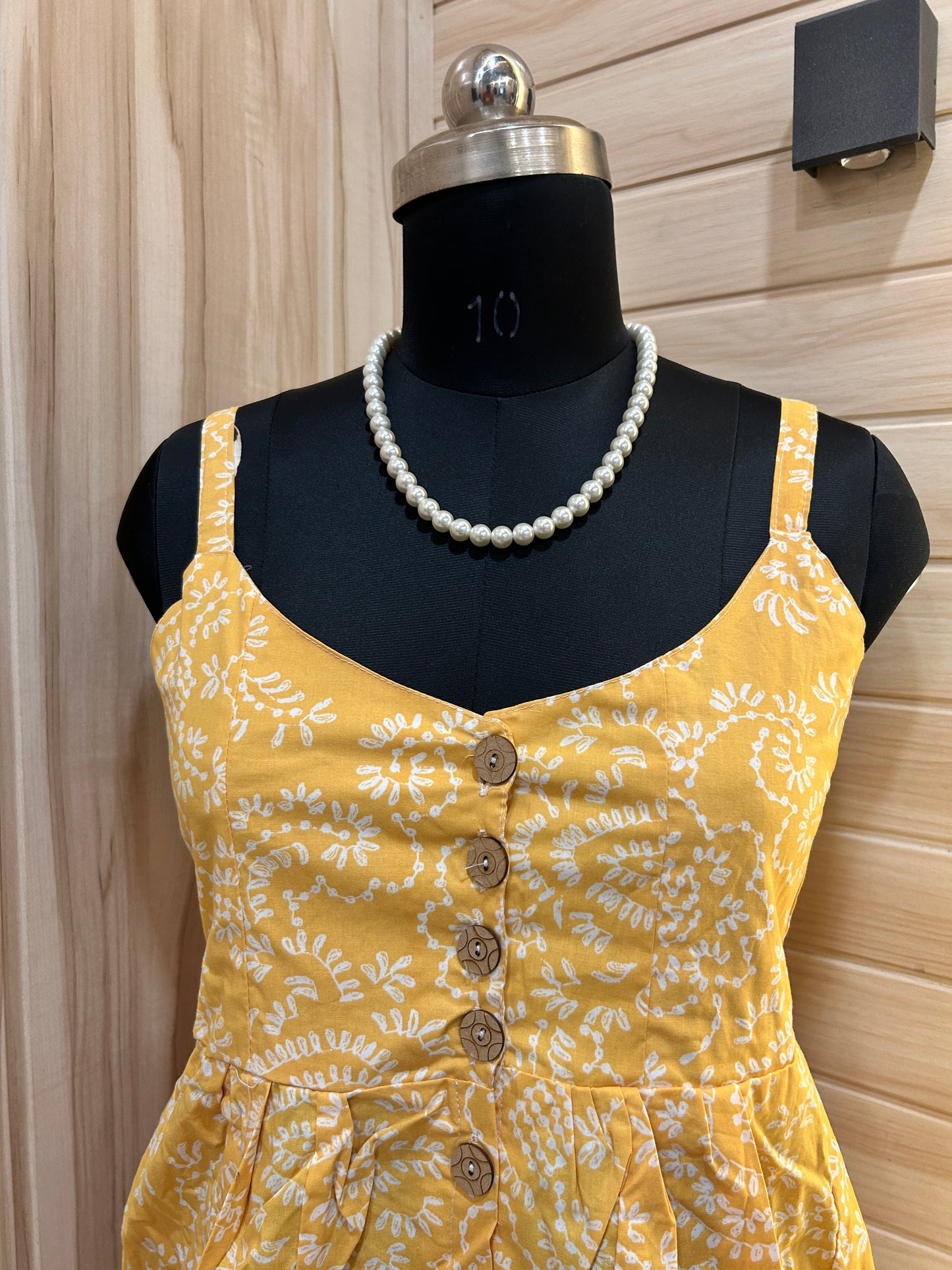 Yellow Cotton Floral Dress