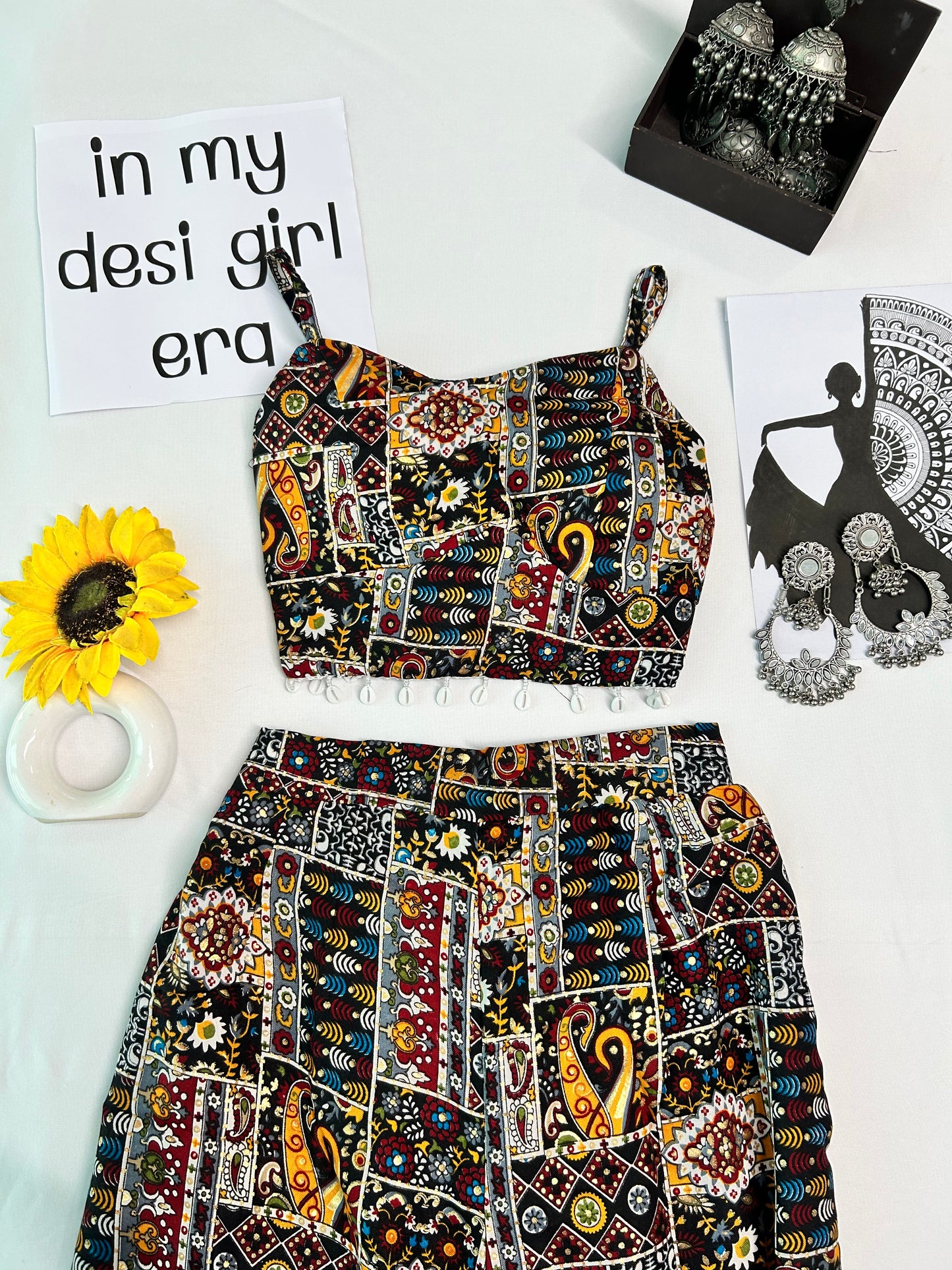 Black printed cute  co-ord set