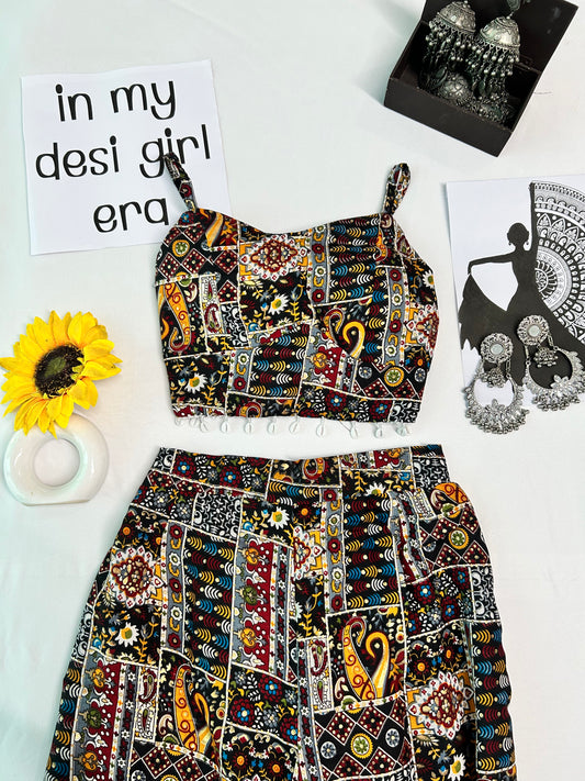 Black printed cute  co-ord set