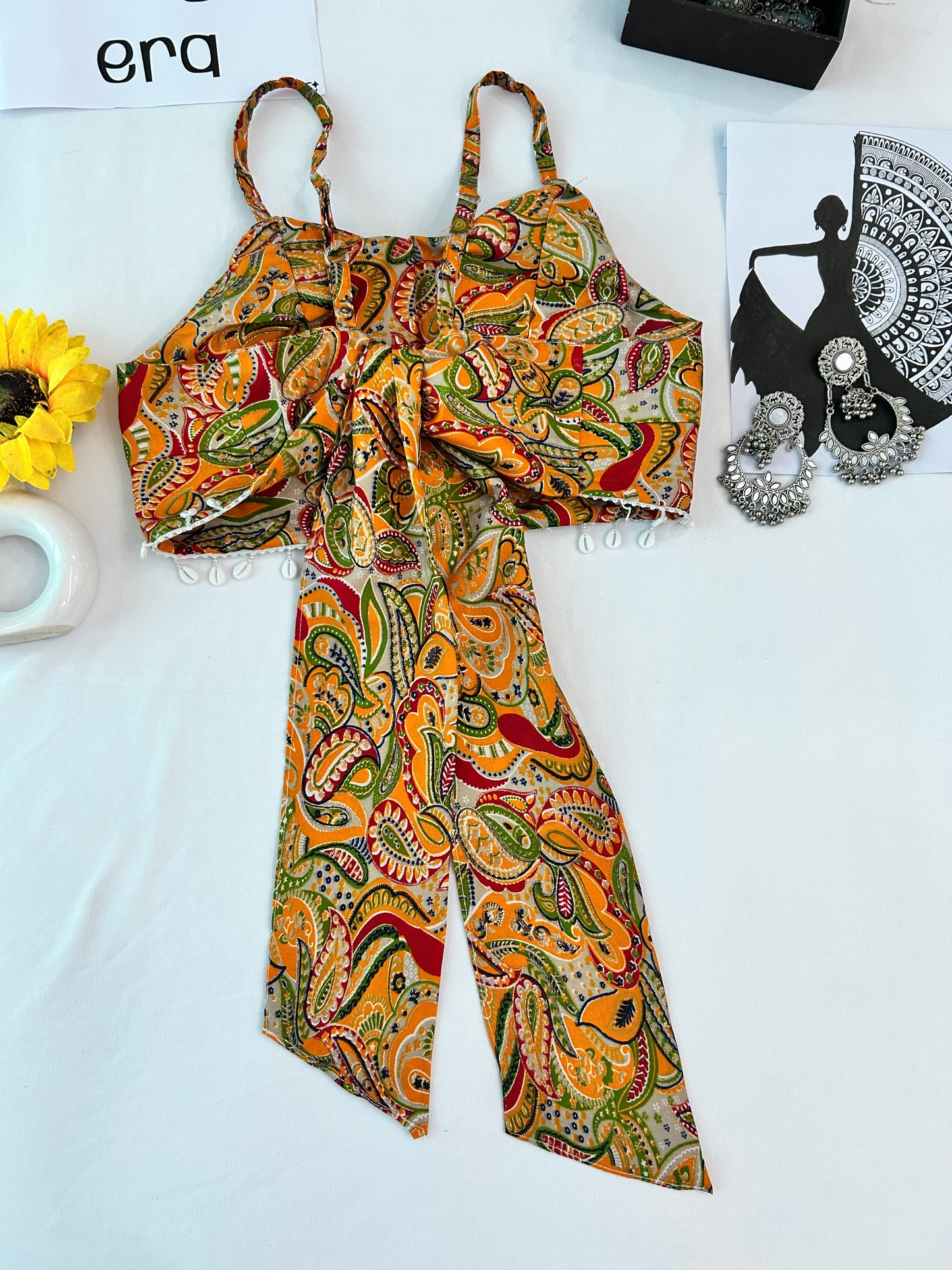 Yellow  pretty printed cute  co-ord set