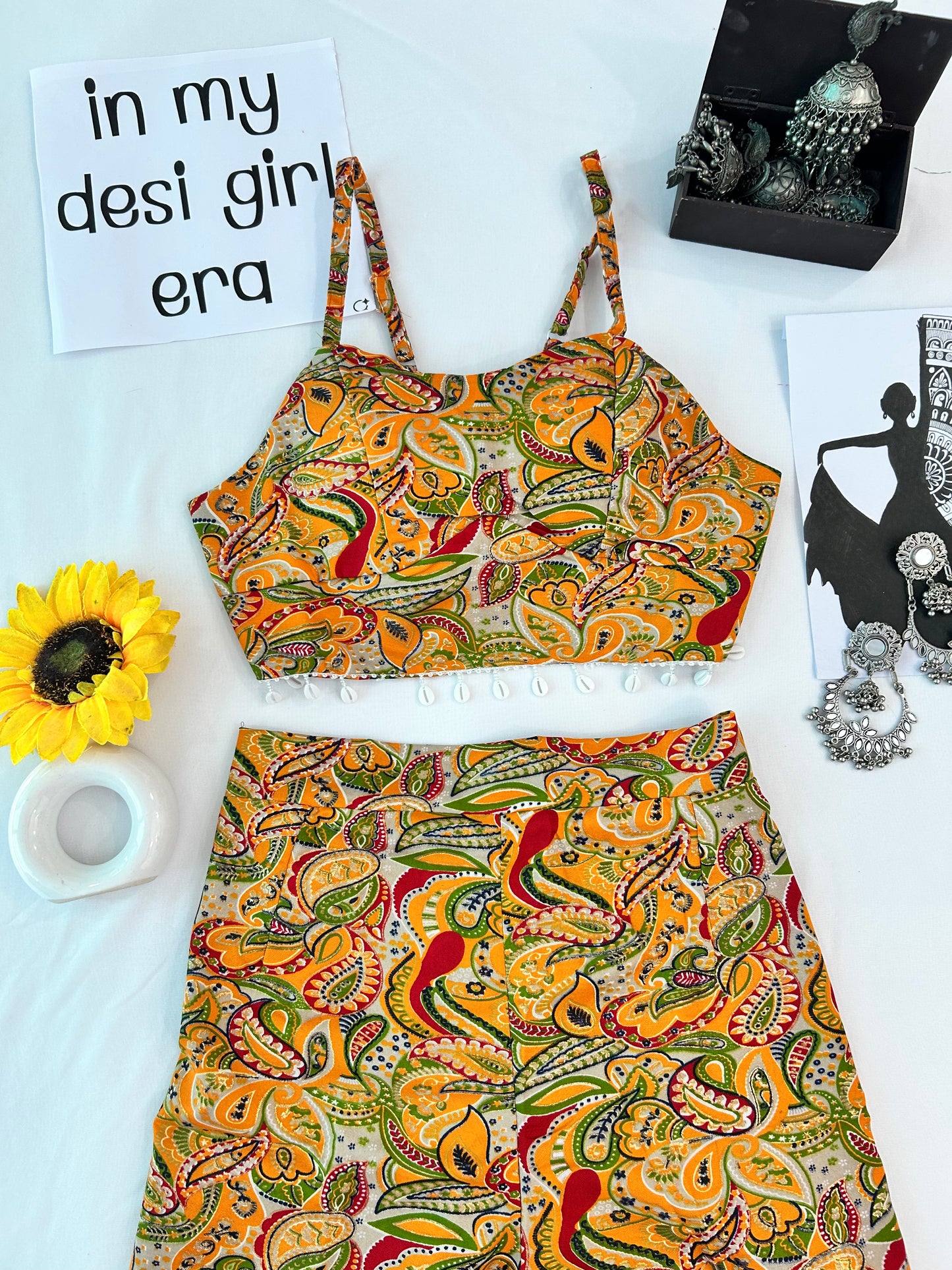 Yellow  pretty printed cute  co-ord set