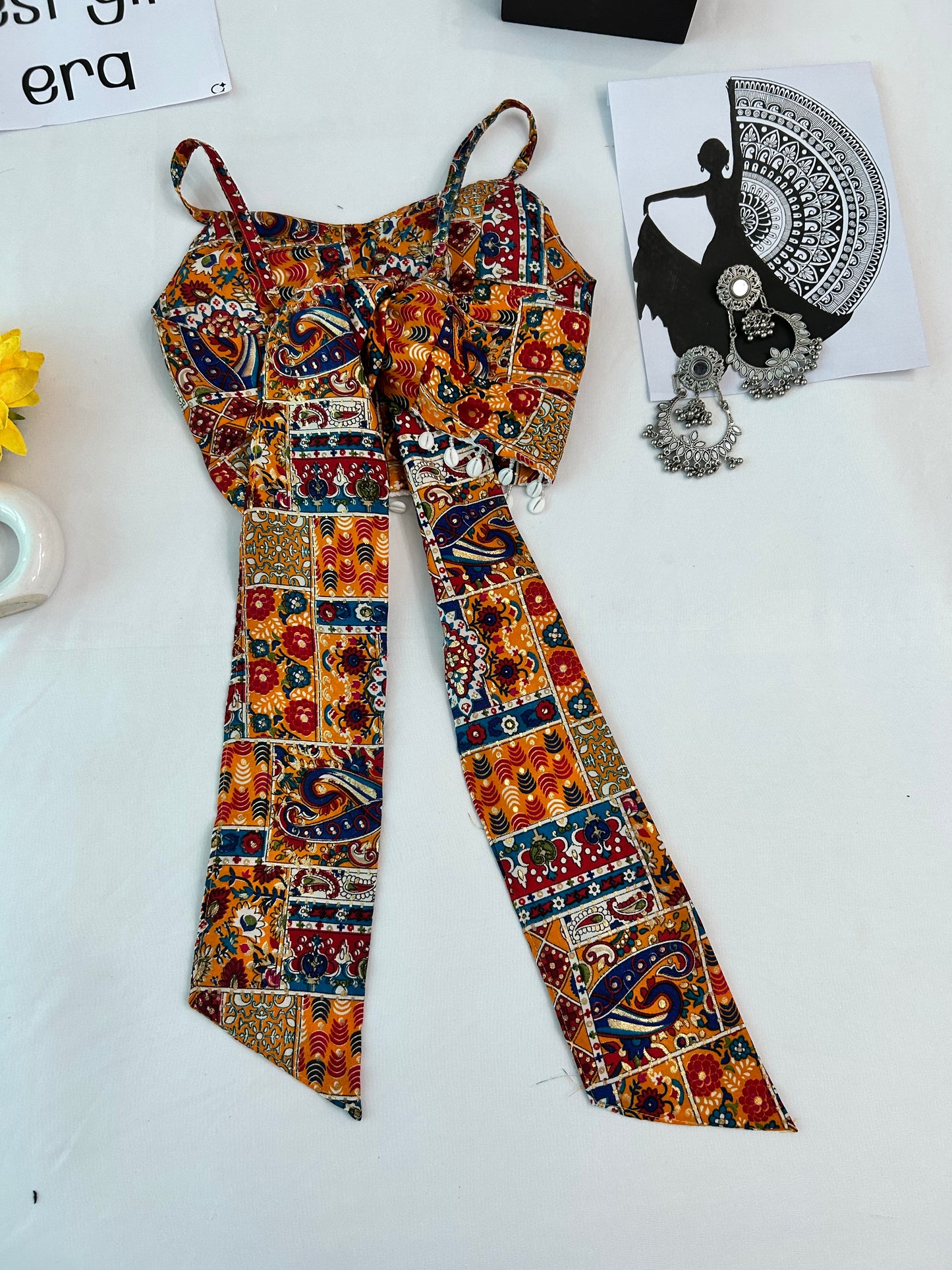 Yellow  blue  printed cute  co-ord set