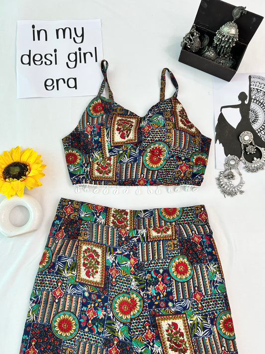Navy blue   printed cute  co-ord set