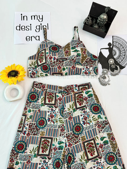 Off white printed cute  co-ord set