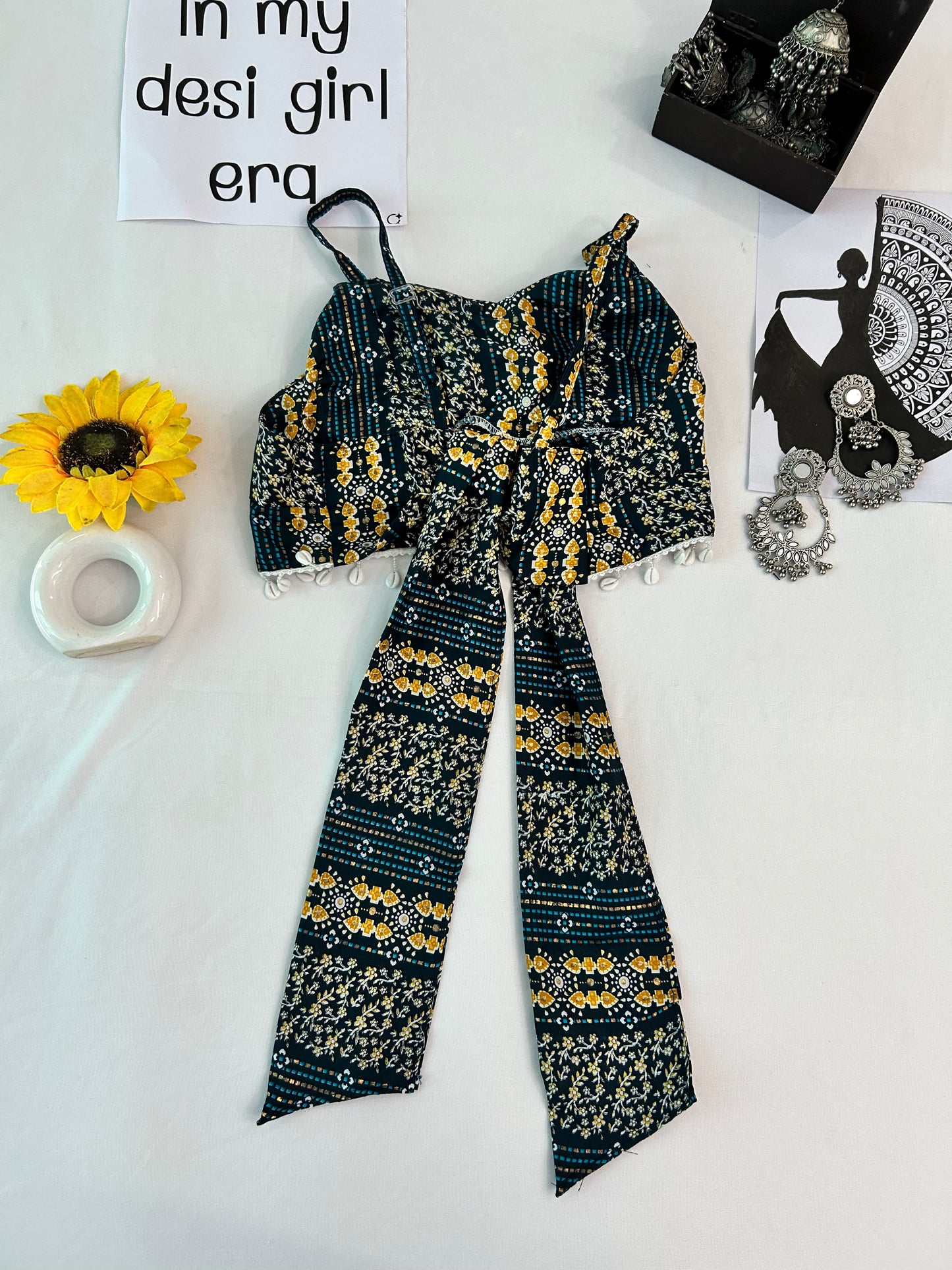 Rama green  cute printed  co-ord set