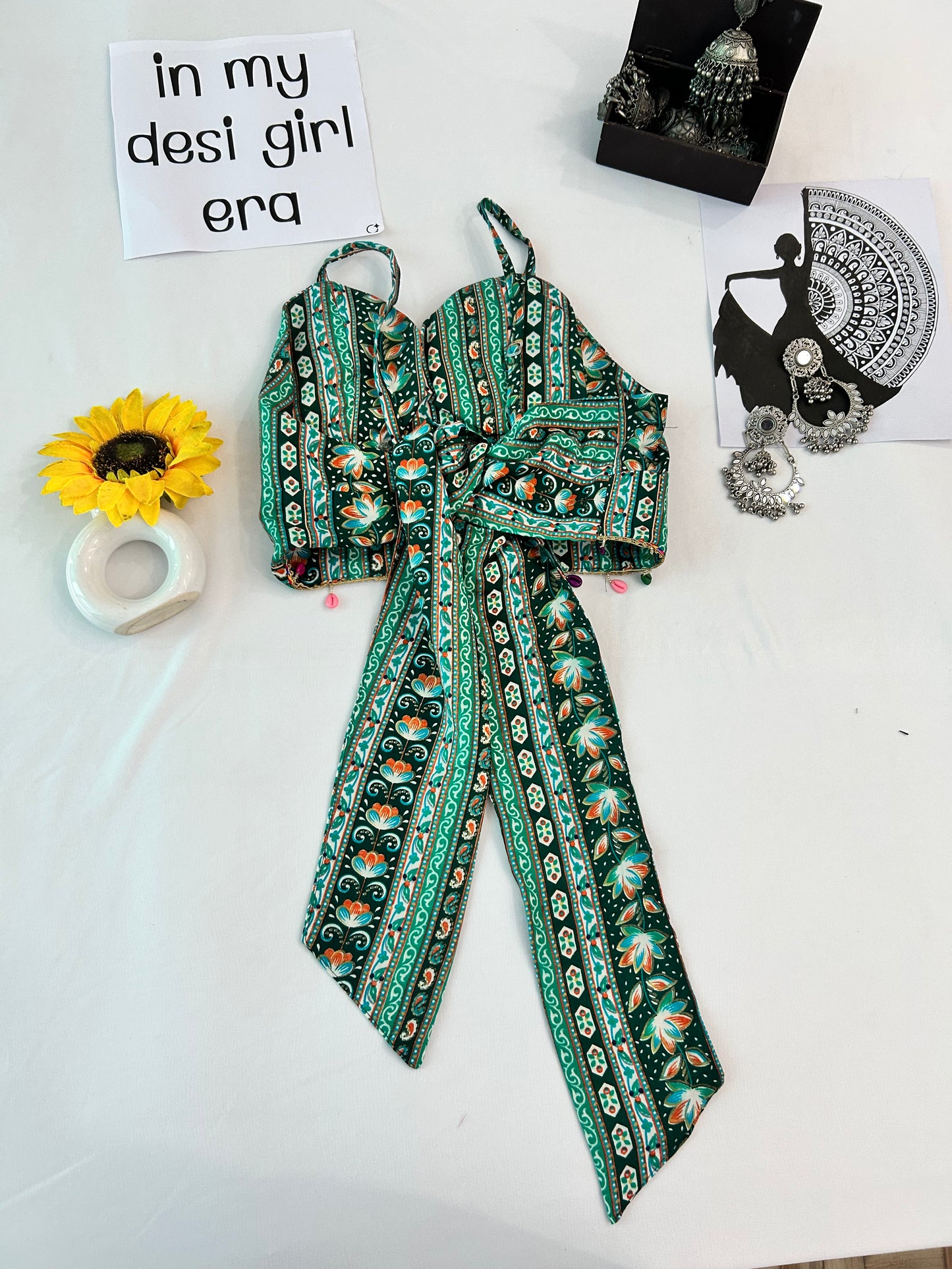 Pretty  green  cute printed  co-ord set