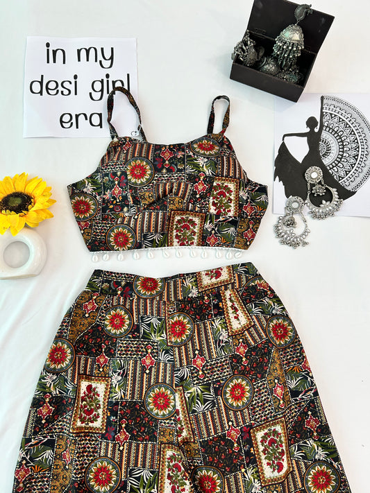 Red cute printed  co-ord set