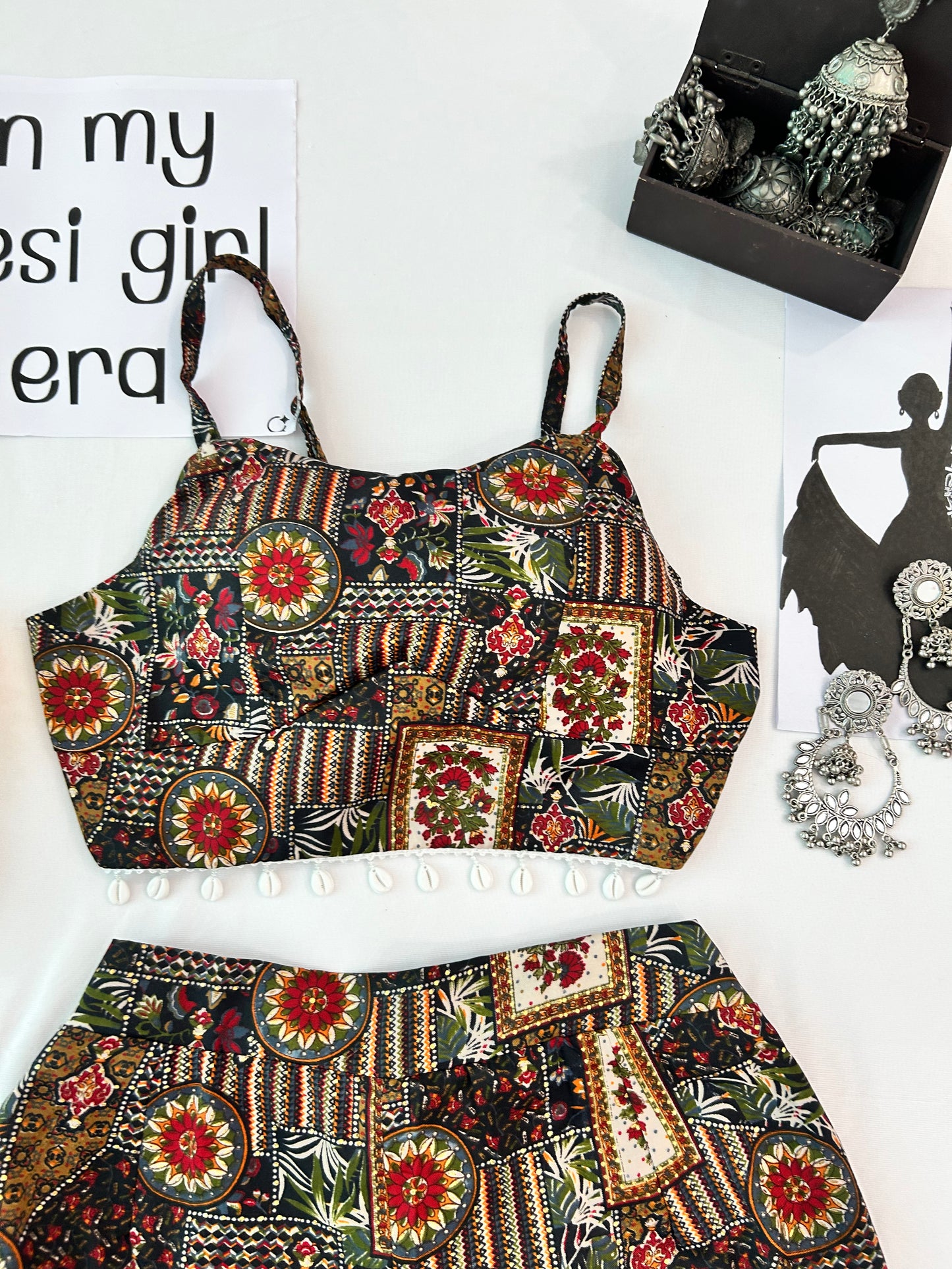 Red cute printed  co-ord set