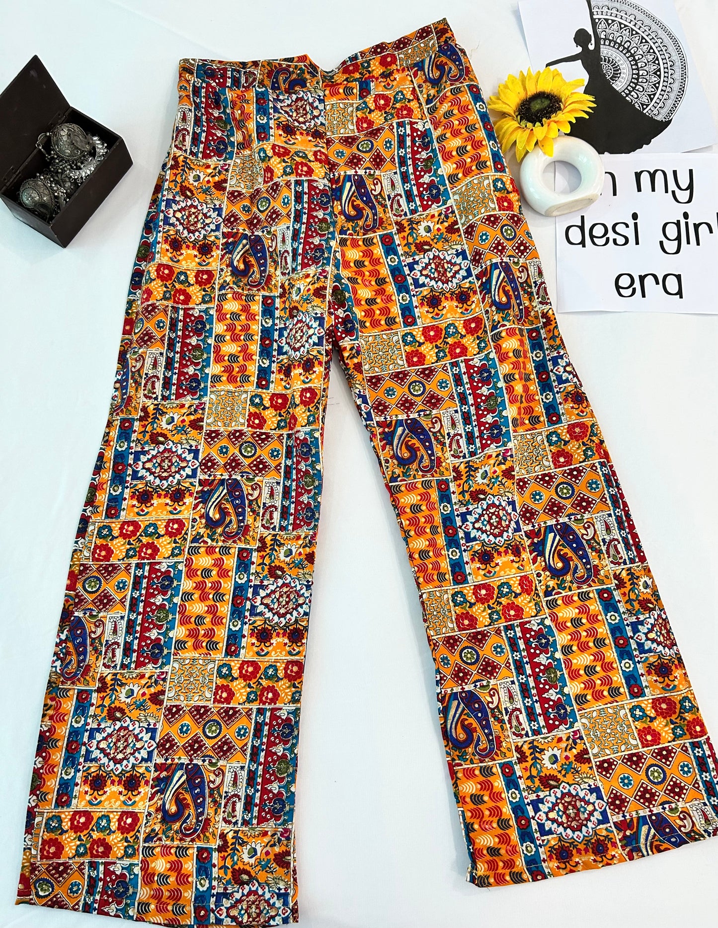 Yellow  blue  printed cute  co-ord set