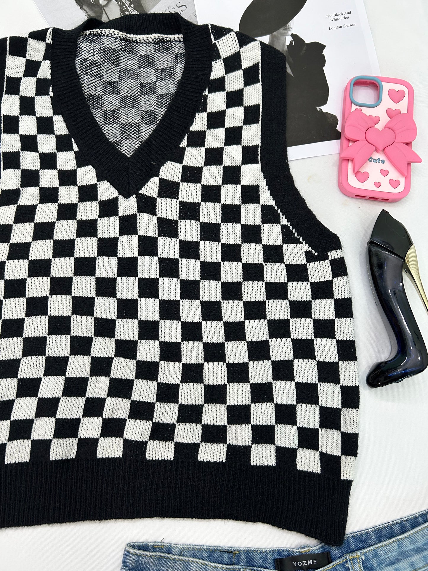 Black white chess checked