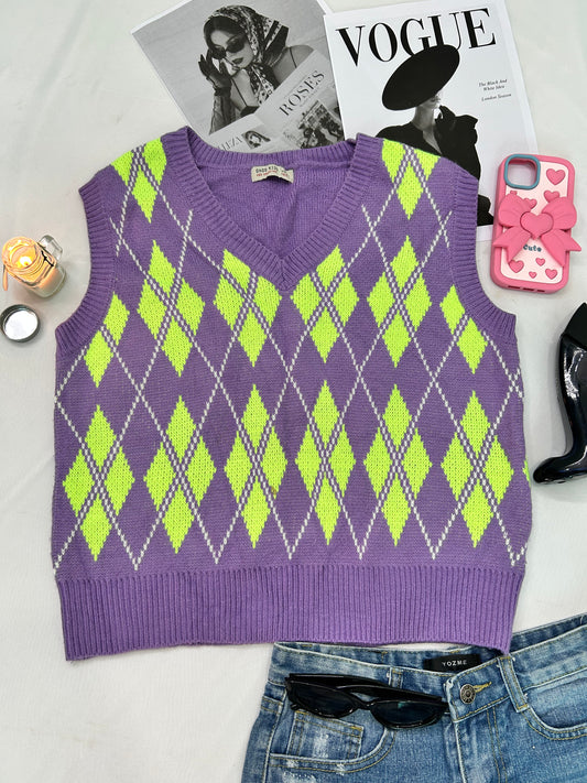 Purple checked vests