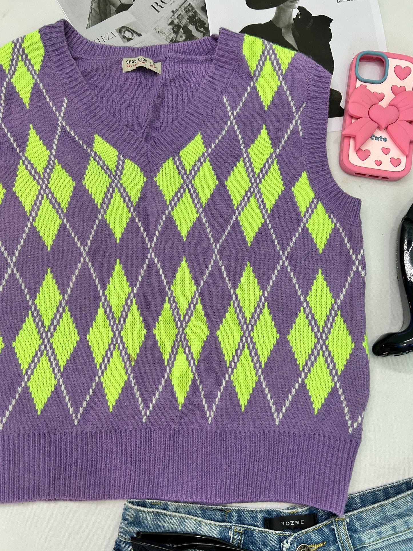 Purple checked vests