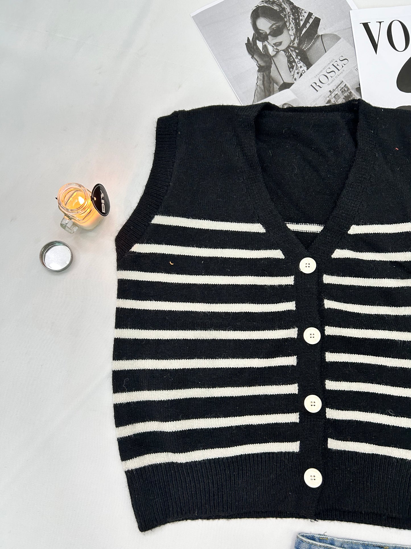 Stripe Button - black