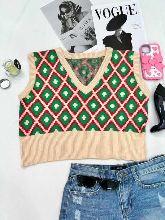 White cute print vest