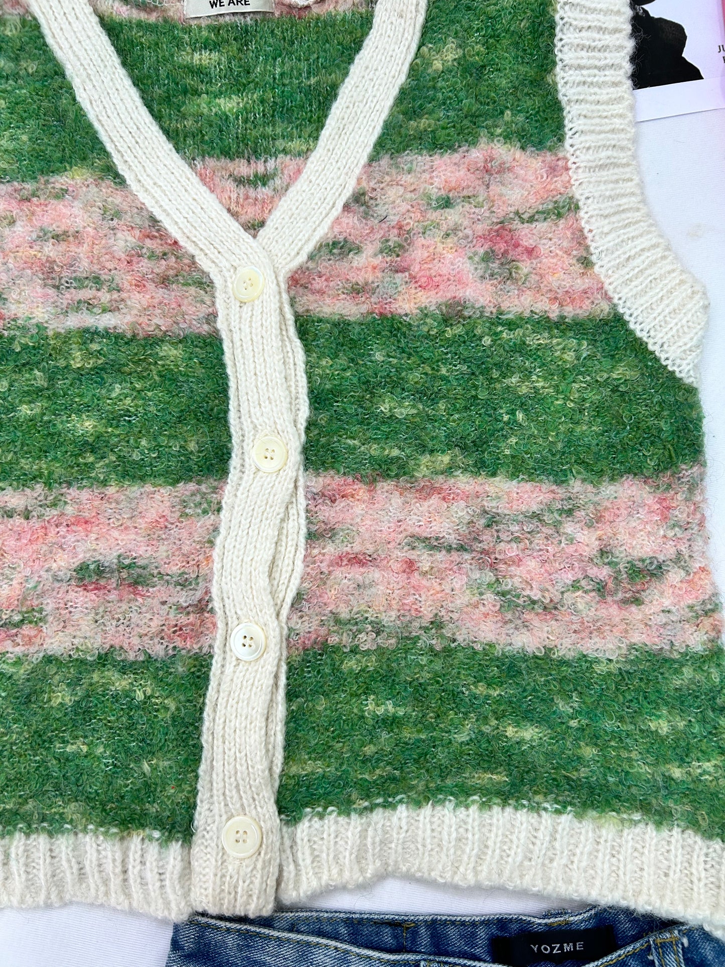 Pink green cute with buttons vest