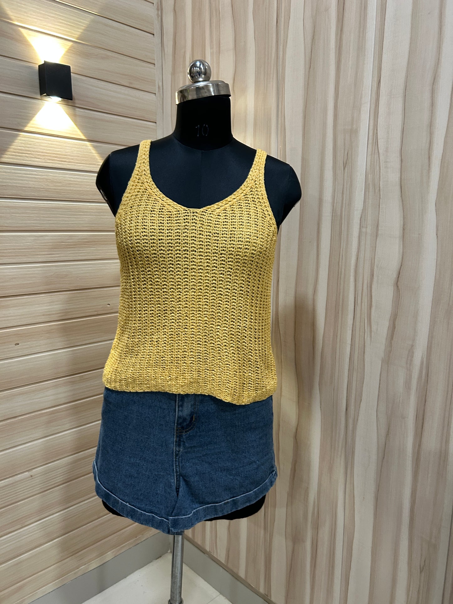 Yellow crochet tank