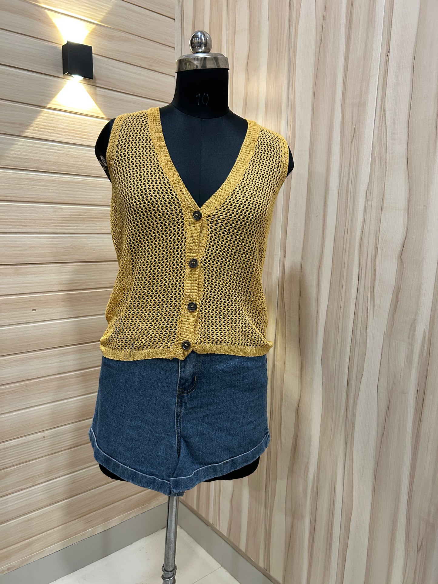 Yellow crochet with buttons