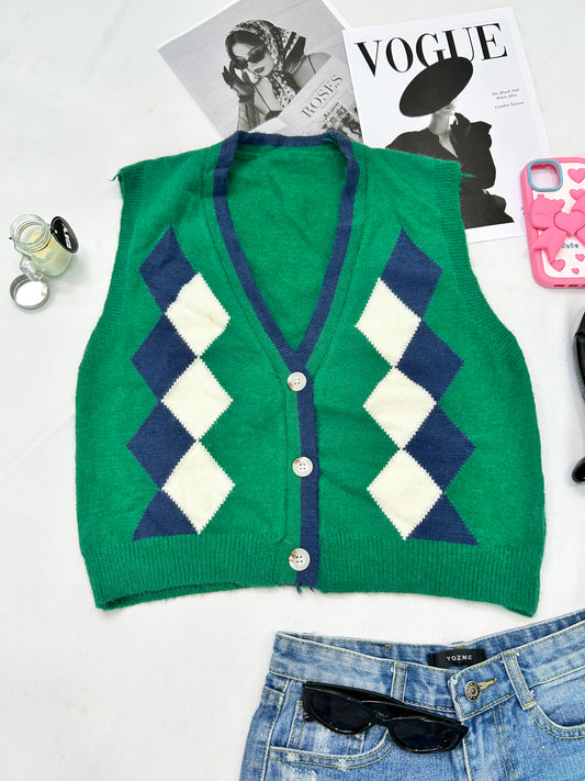 Green checkered button