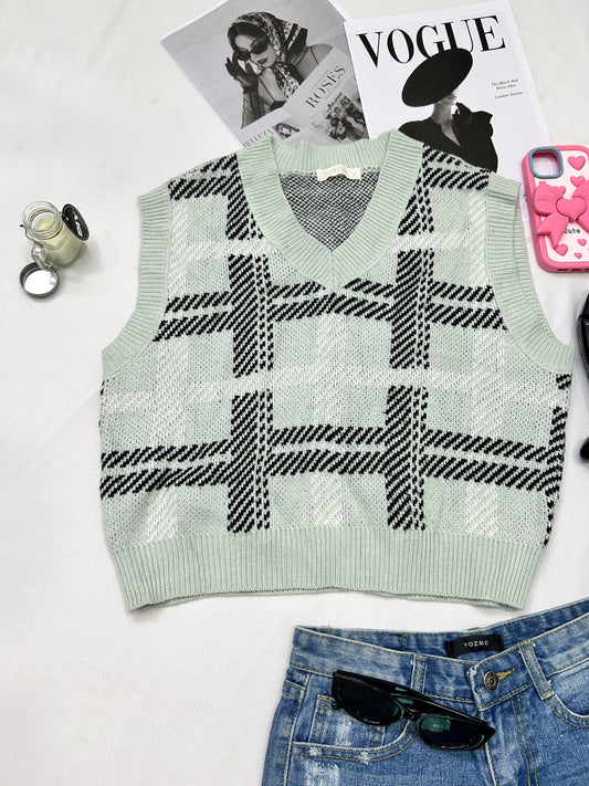Mint blue checked VESTS