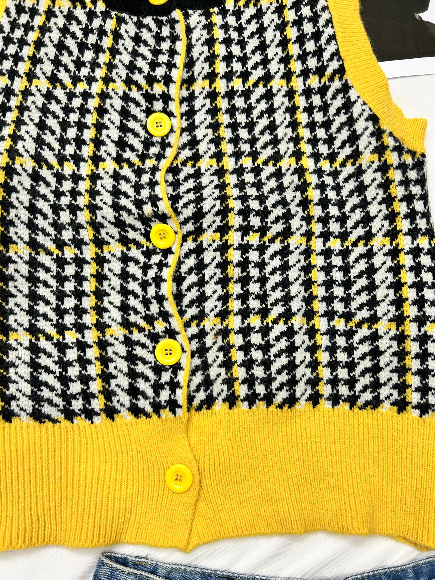 Yellow checkered  button