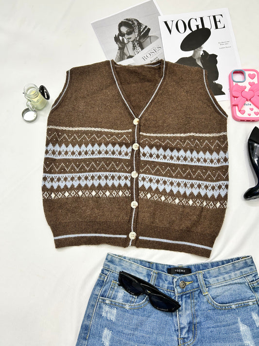 Brown printed buttons