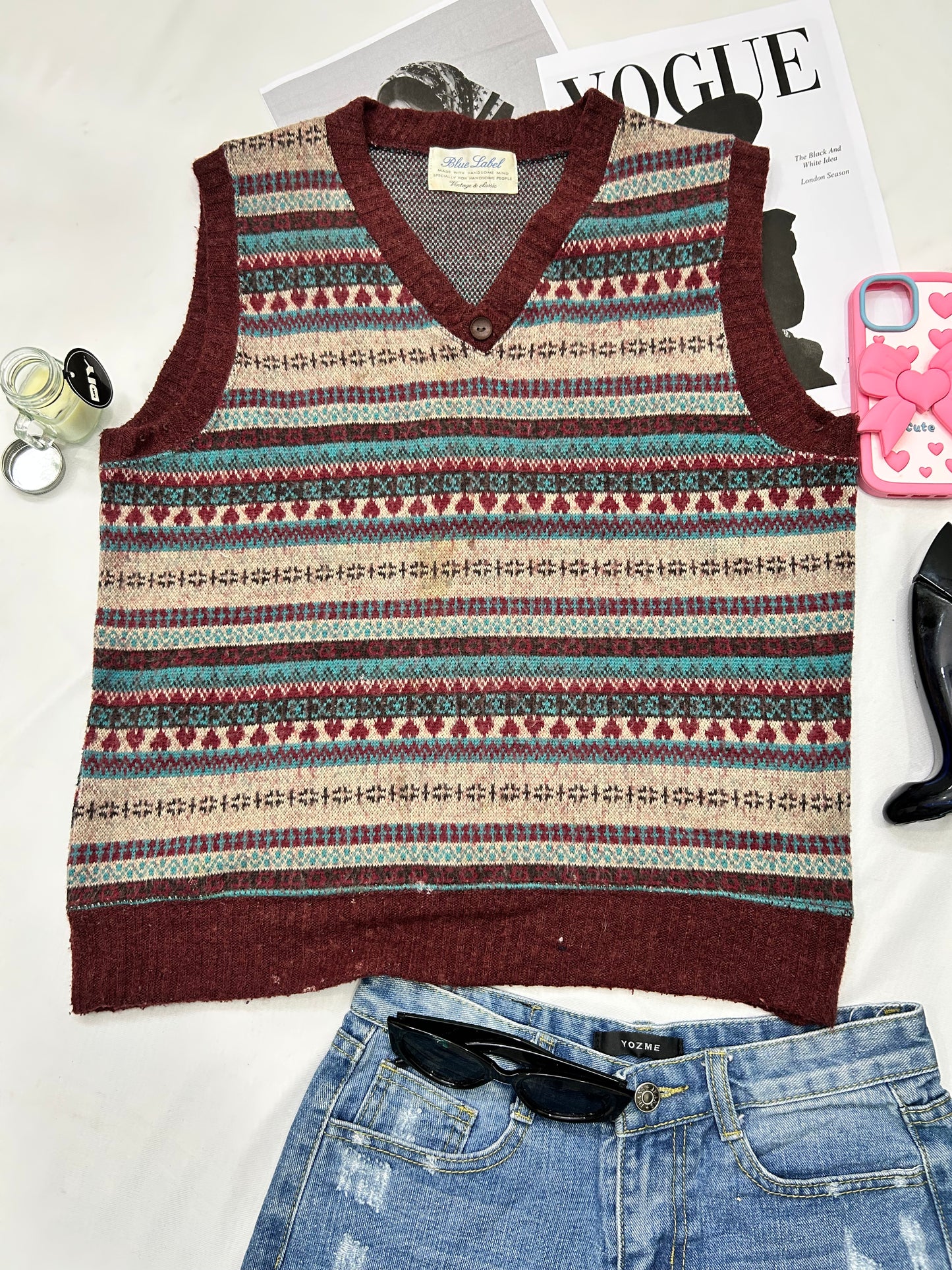 Maroon printed vests