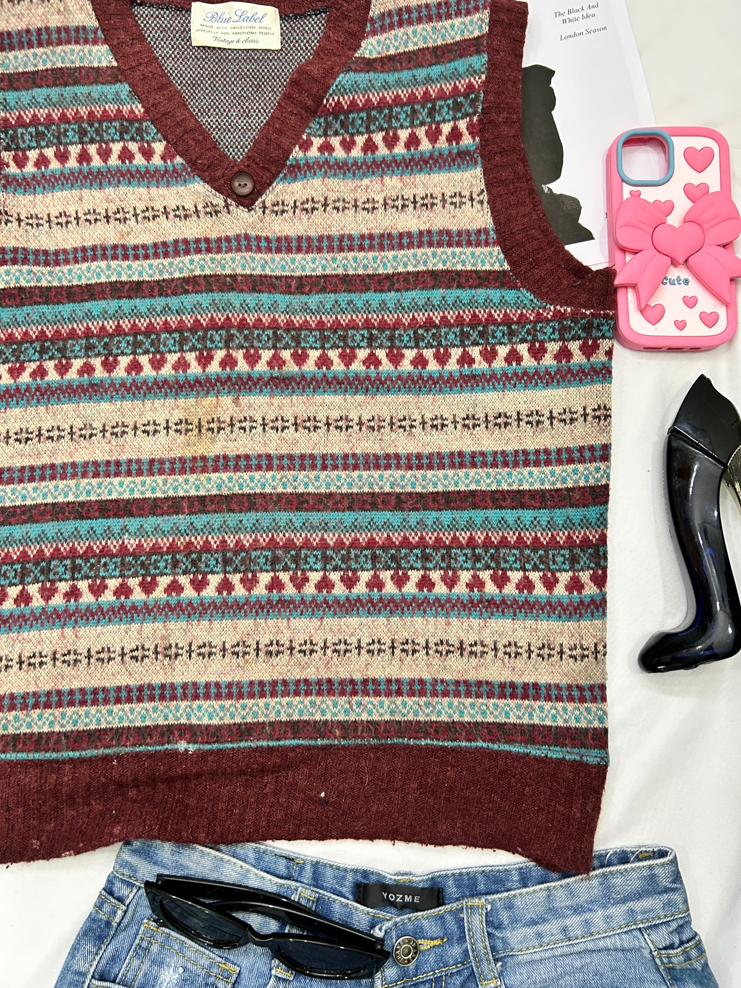 Maroon printed vests