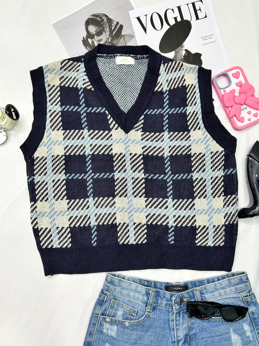 Blue  checked vests