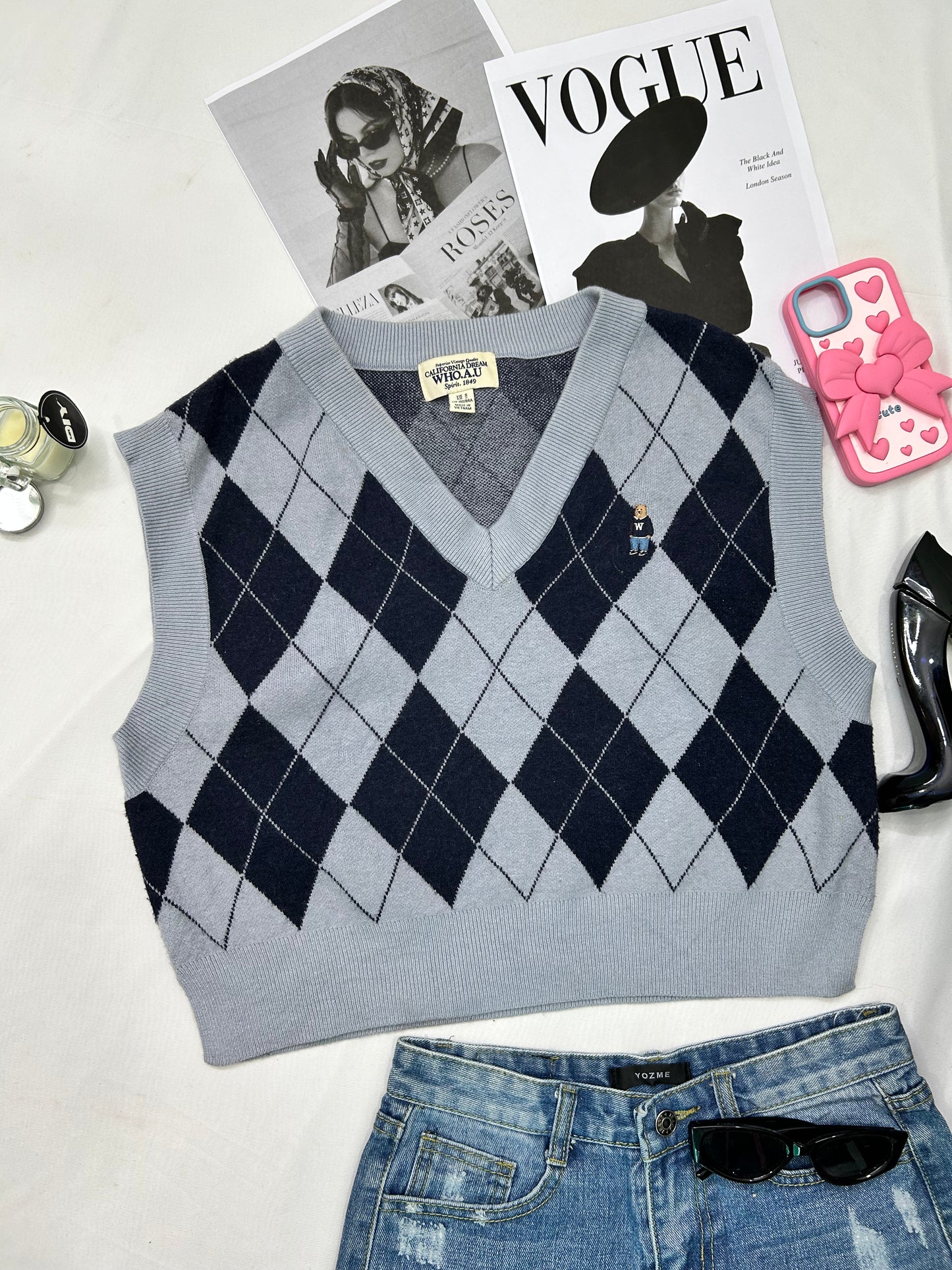 Navy blue teddy vest