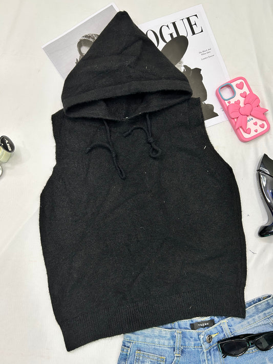 Black hoodie vests