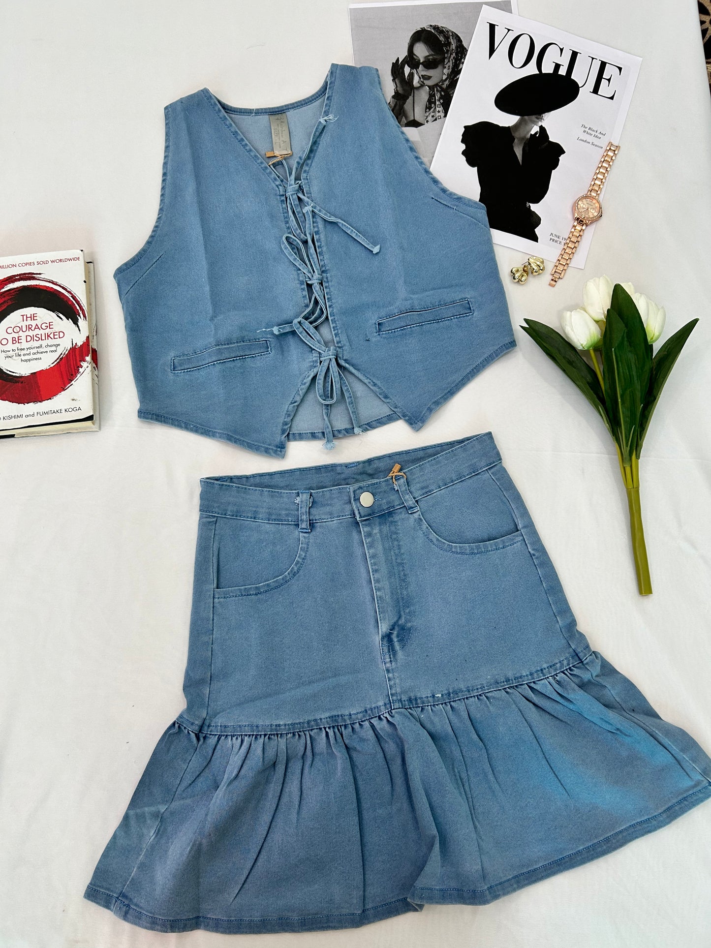 Denim Short Skirt co -ord