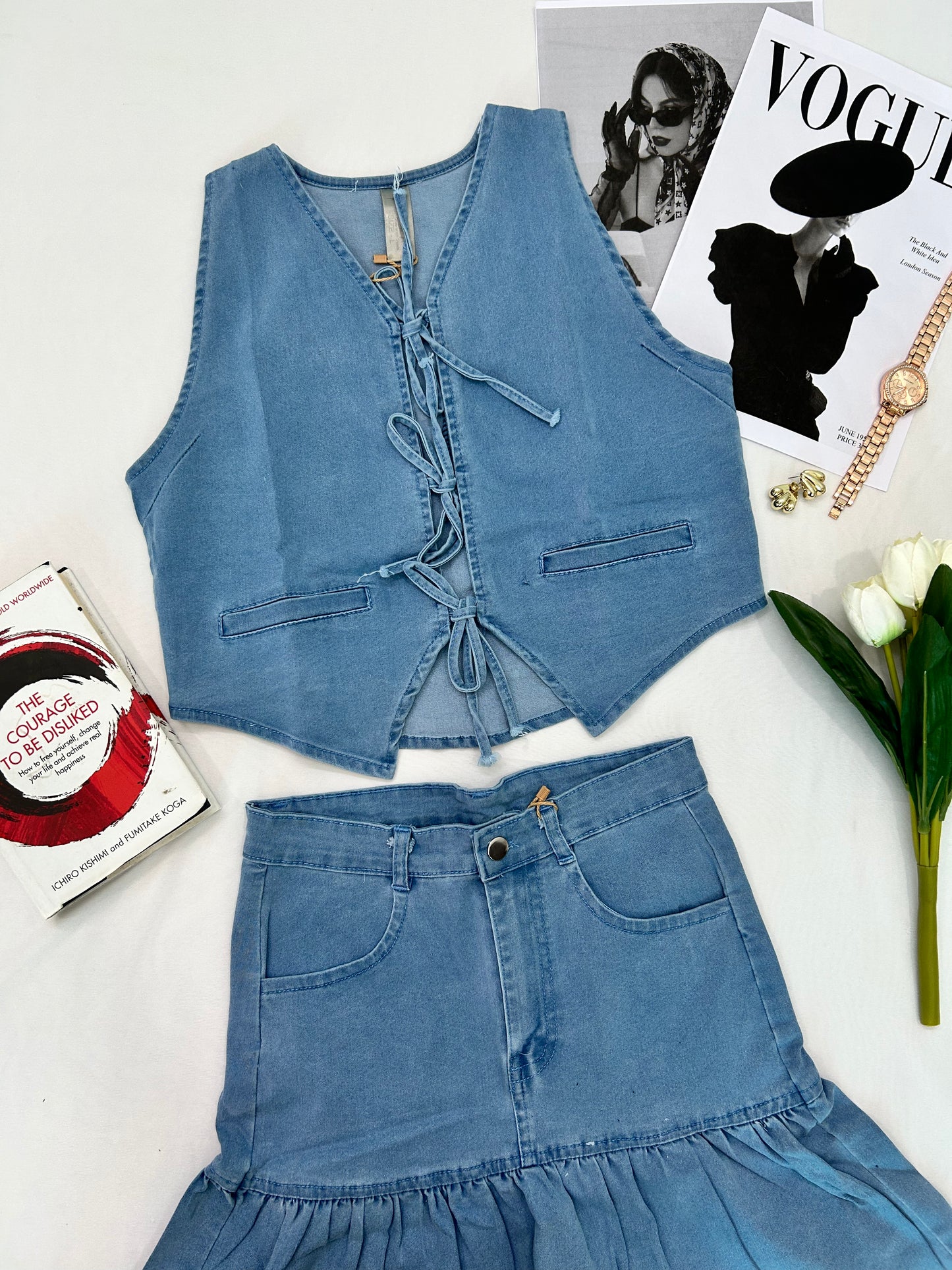 Denim Short Skirt co -ord