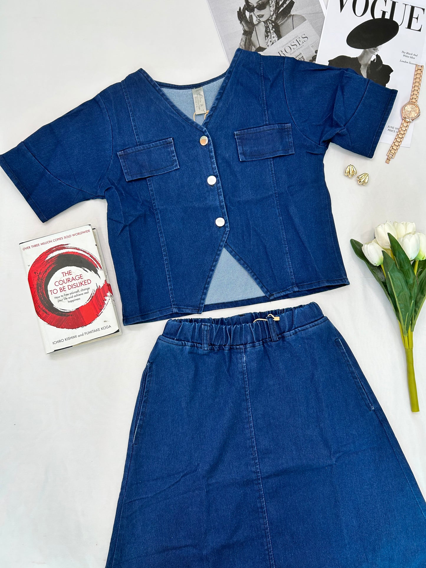 Denim Dark  Skirt co -ord