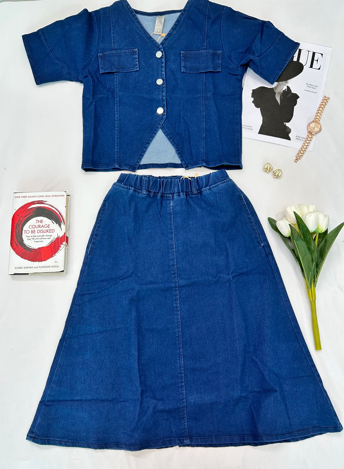 Denim Dark  Skirt co -ord