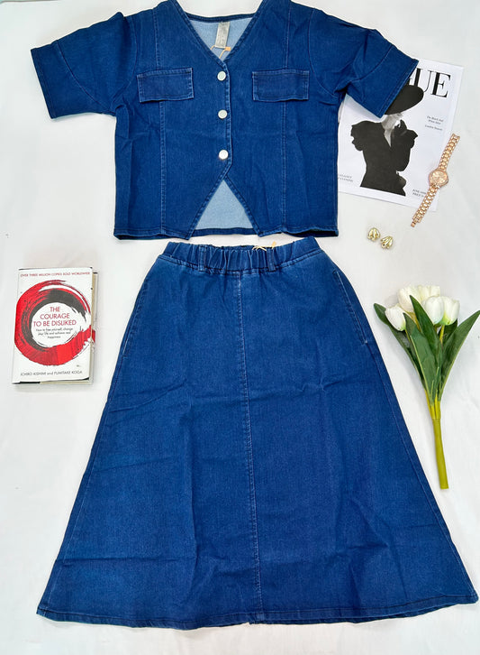 Denim Dark  Skirt co -ord