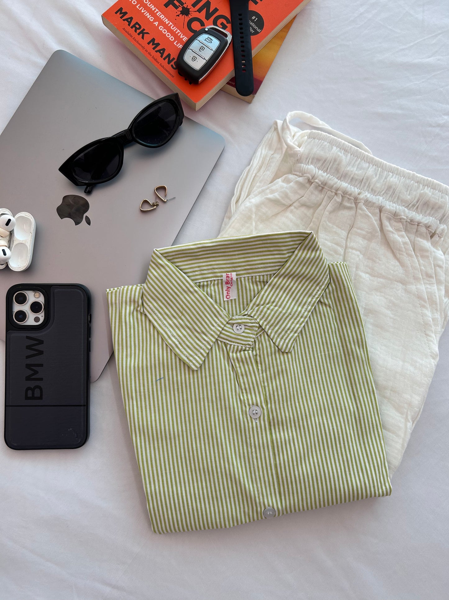 Lime Green  stripe shirt