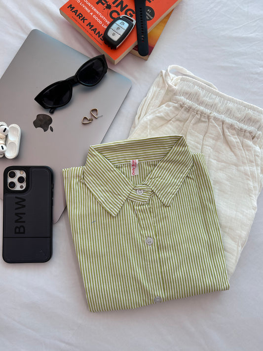 Lime Green  stripe shirt