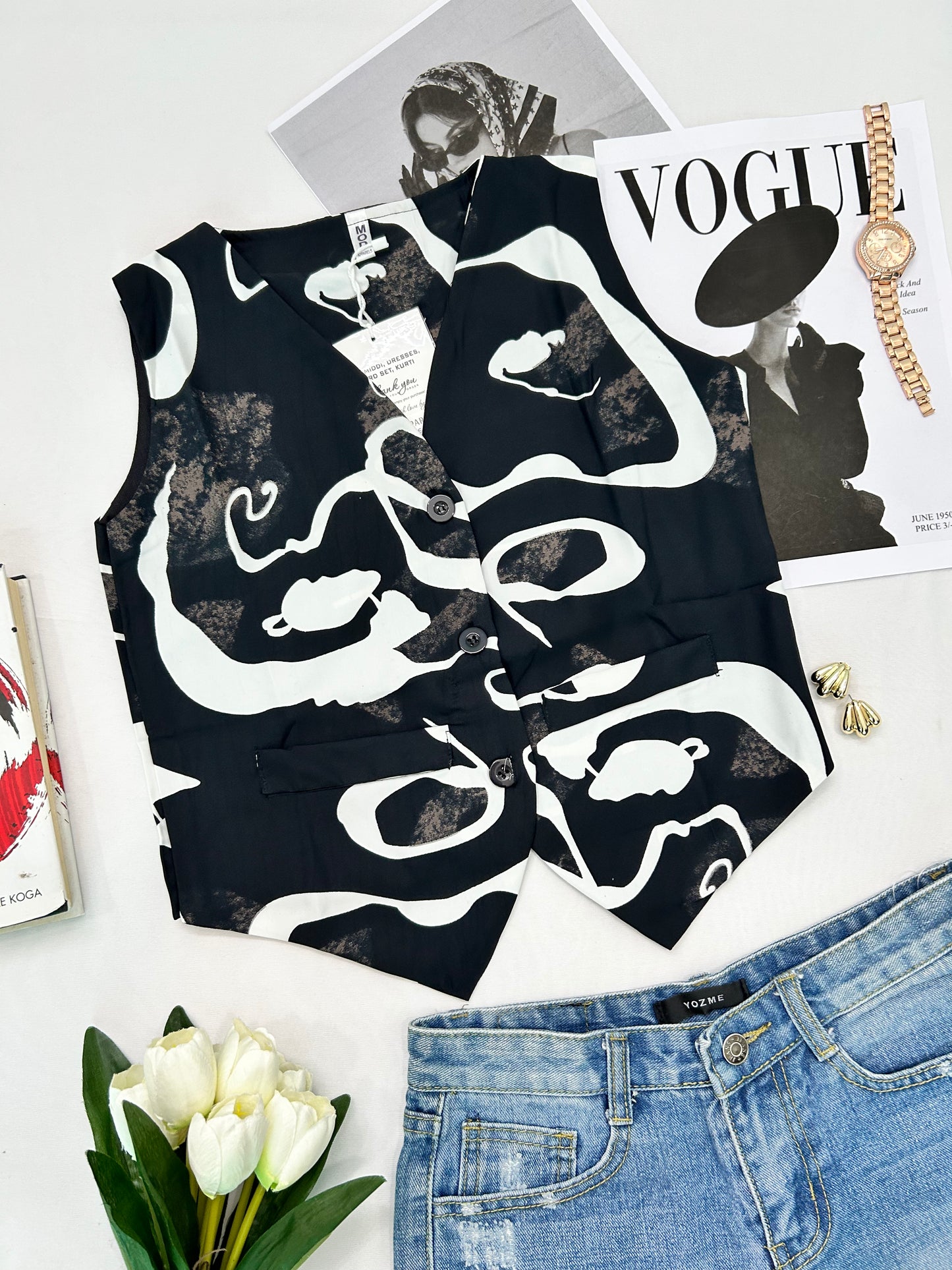 Chic vest - Black marble