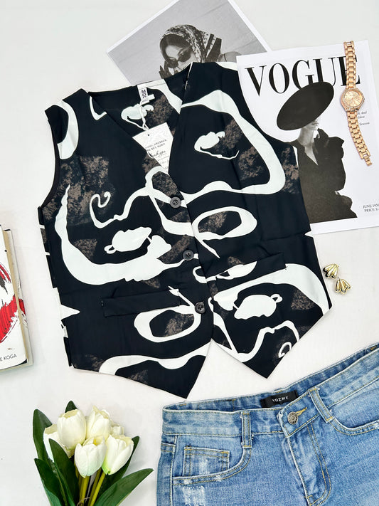 Chic vest - Black marble