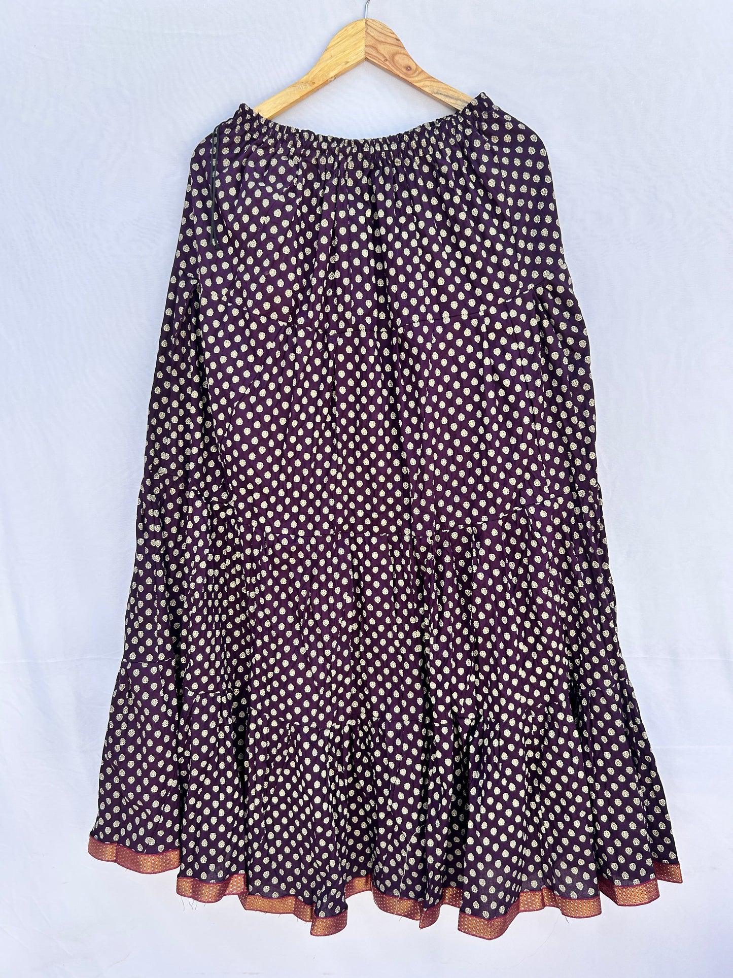 Deep purple booti printed skirt