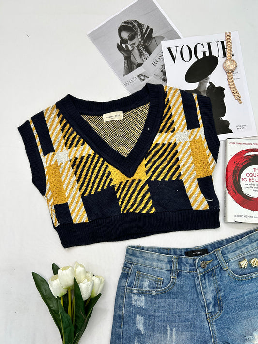 NAVY BLUE cropped checked