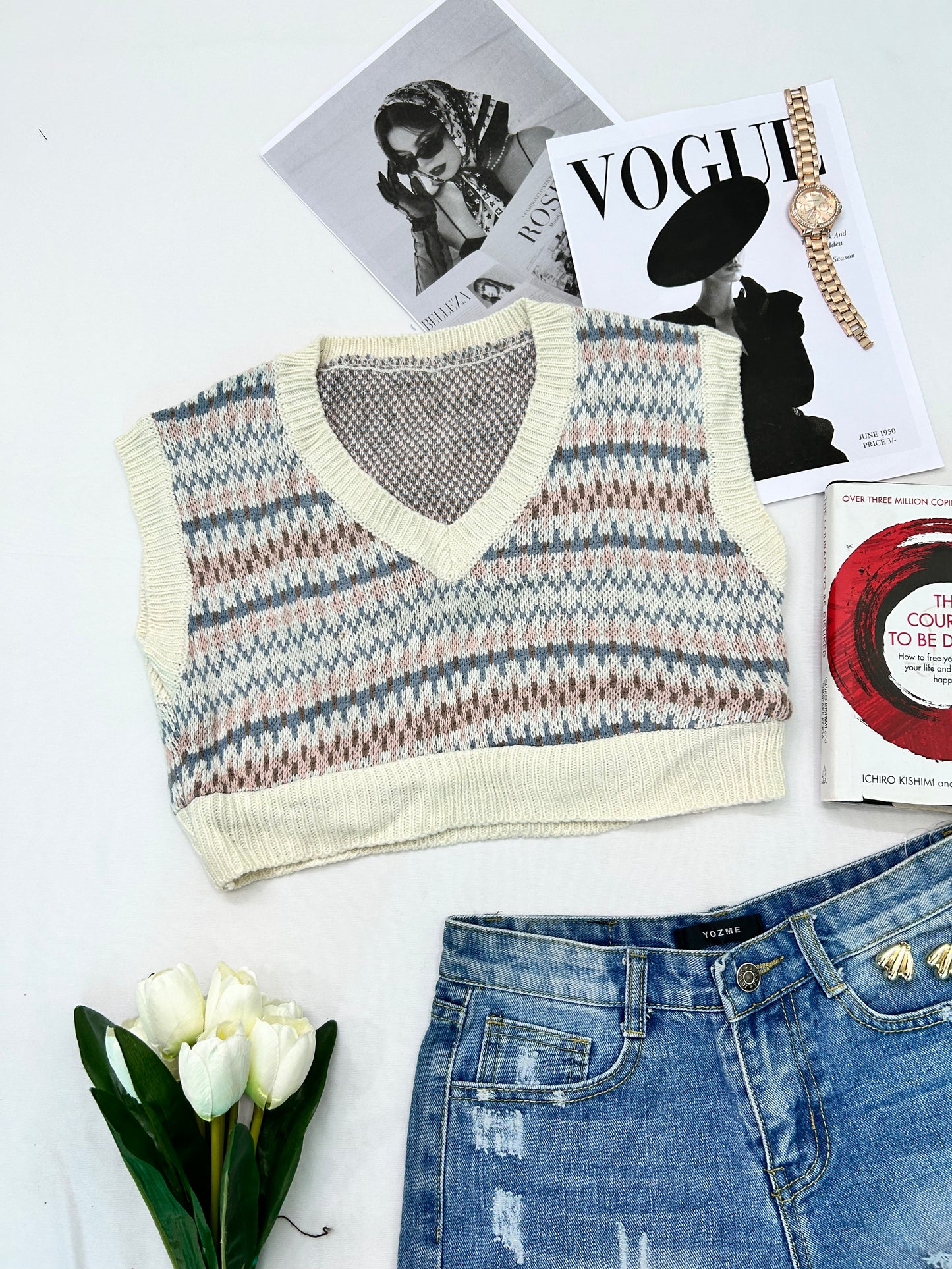 White cute pastel printed