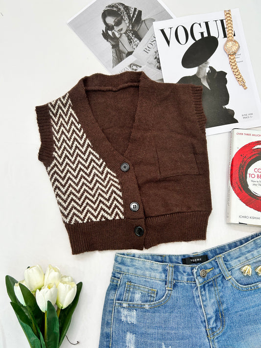 brown crop with buttons