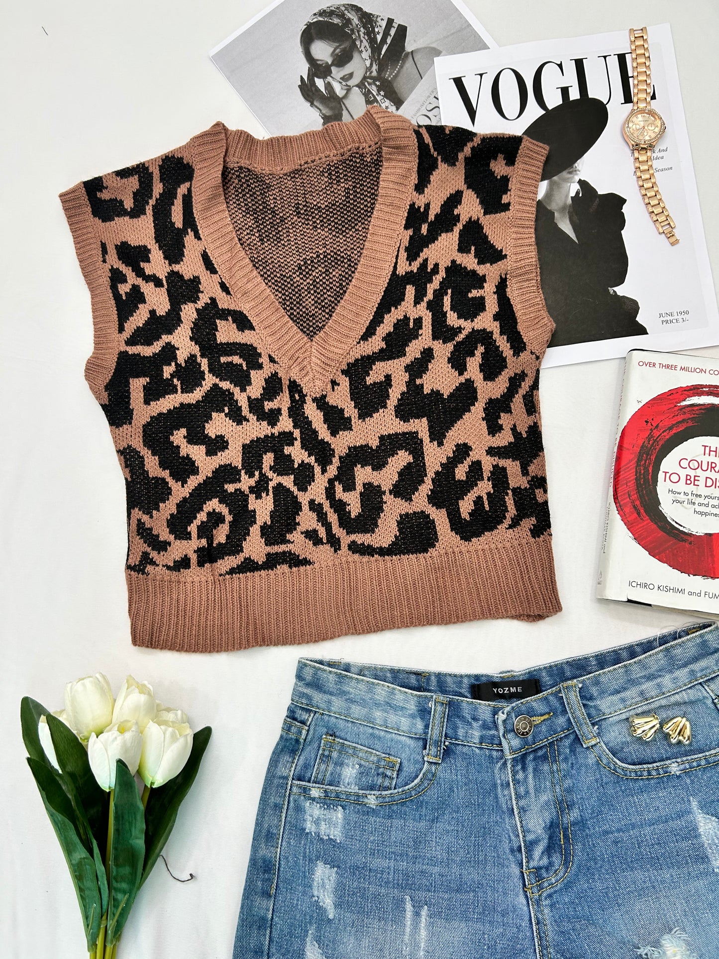 Brown leopard print  crop