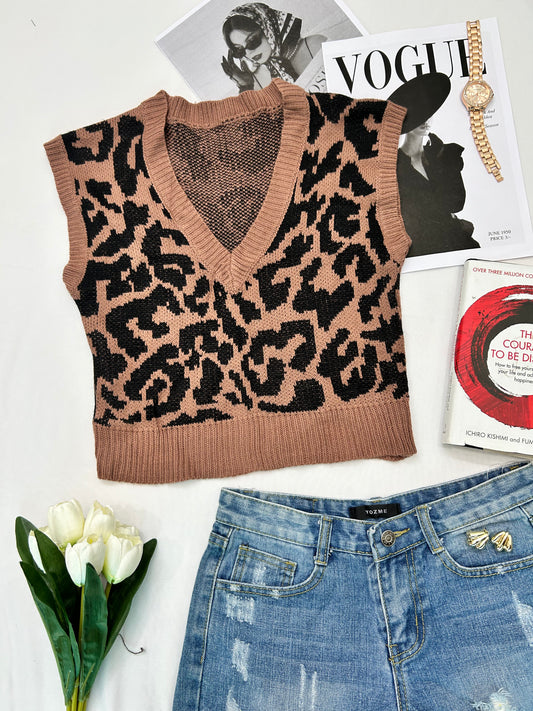 Brown leopard print  crop
