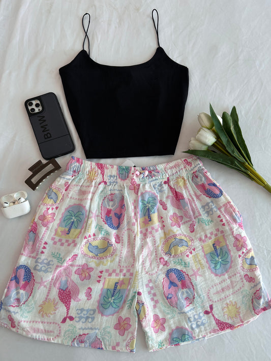 Pretty printed  Mul cotton shorts