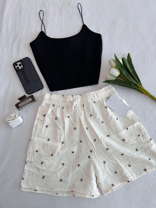 Butterfly printed Mul cotton shorts