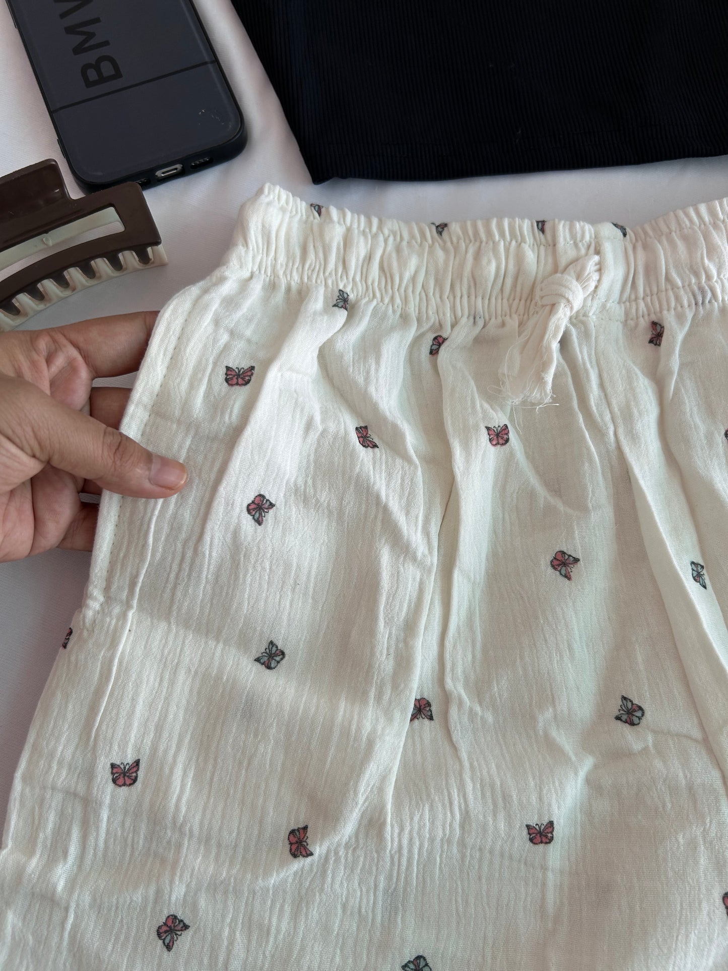Butterfly printed Mul cotton shorts