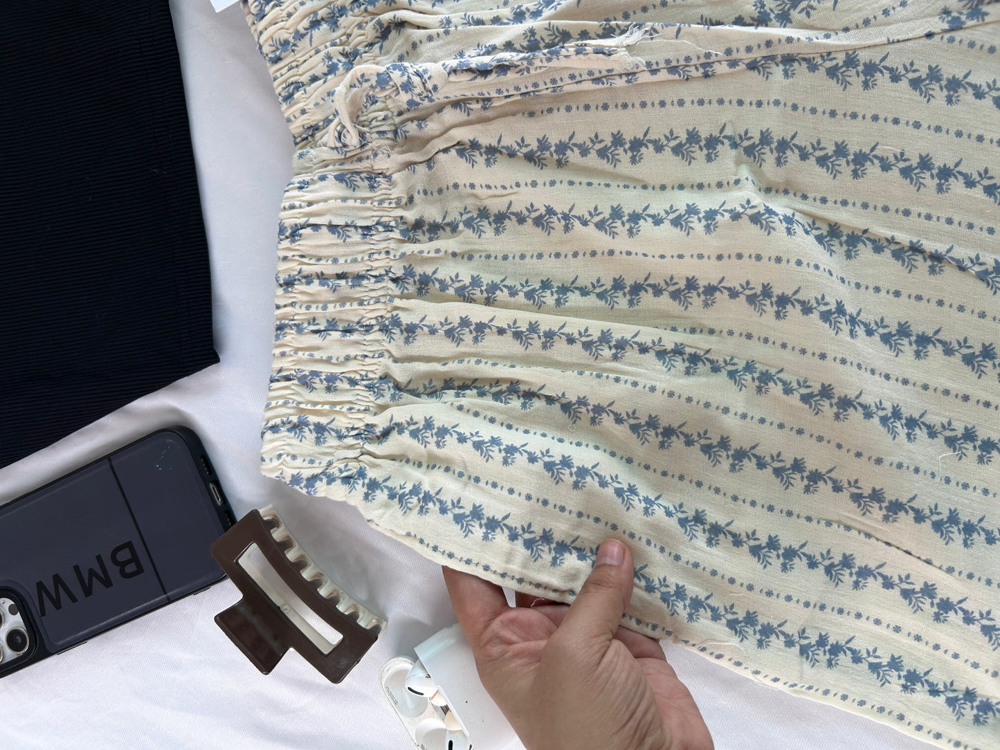 Blue printed printed Mul cotton shorts