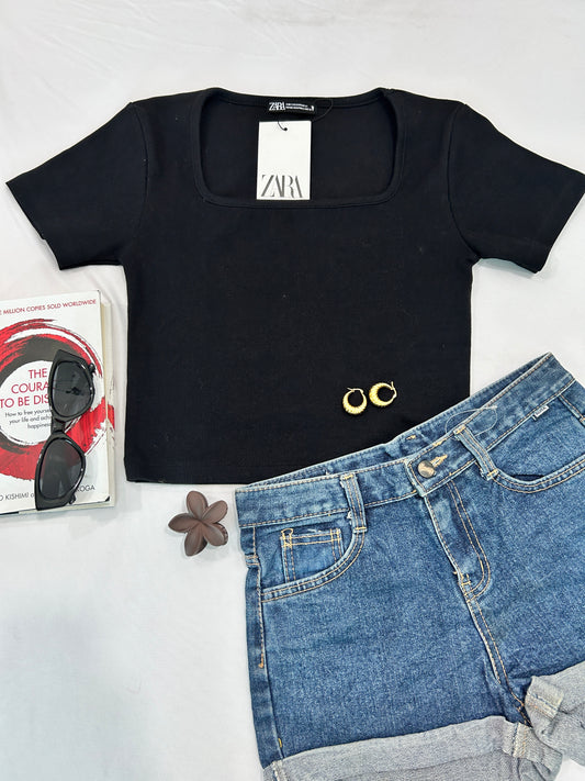 Solid Square neck -Black